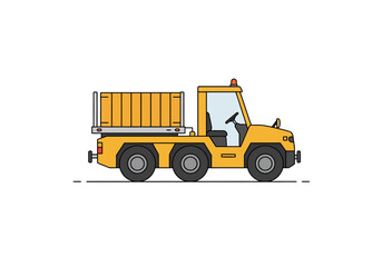 Naklejka premium An orange cargo truck is shown in profile on a white background