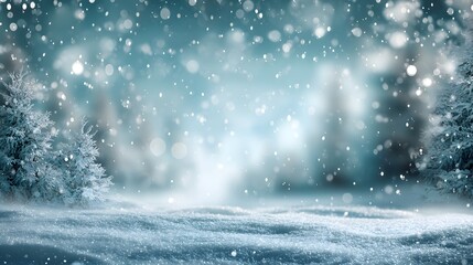 Christmas blue background with snow snowflakes falling winter scene festive backdrop holiday theme