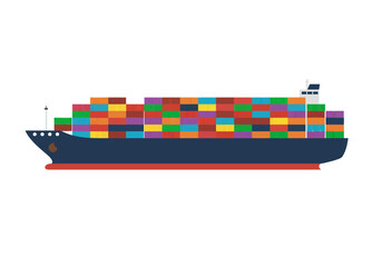 Cargo ship laden with colorful containers navigating the waters