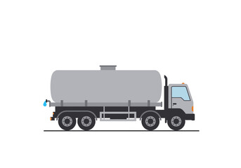 Gray tank truck with a water drop