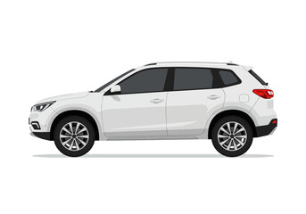 White SUV stands on a white background