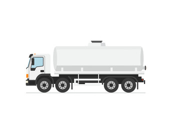 White tank truck with a rounded tank on a white background