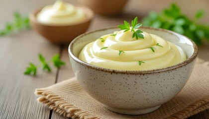 Healthy Organic Homemade Mayonnaise in a Bowl