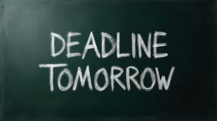 Deadline Tomorrow Chalk Text on Blackboard or Chalkboard