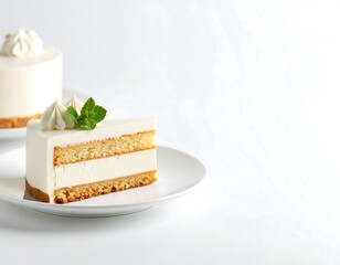 Creamy layered cake slice