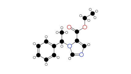 etomidate molecule, structural chemical formula, ball-and-stick model, isolated image anesthetic