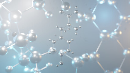 tyrosine molecular structure, 3d model molecule, l-tyrosine structural chemical formula view from a microscope