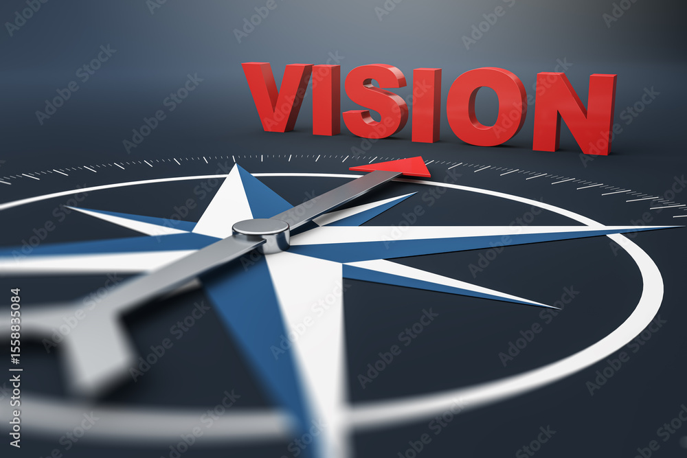 Aufkleber compass needle pointing to red word 