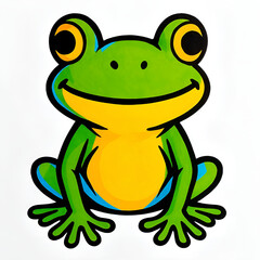 Obraz premium Happy, simple, green tree frog illustration. Ai
