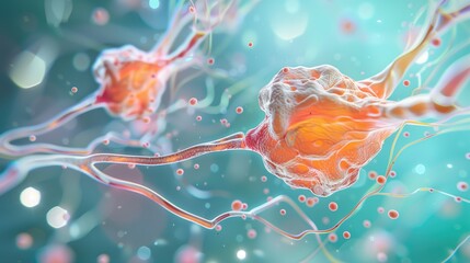 Spinal Muscular Atrophy Awareness Month.Ultra-realistic 3D medical illustration of neuromuscular junction, synaptic cleft detail, acetylcholine receptors, motor end plate structure