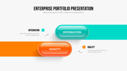 Fototapeta premium Marketing Growth Two Step Diagram Frame Layout. Consulting Profile Slideshow Template Vector Illustration. Sales Launch 2 Element Infographic Presentation Design.