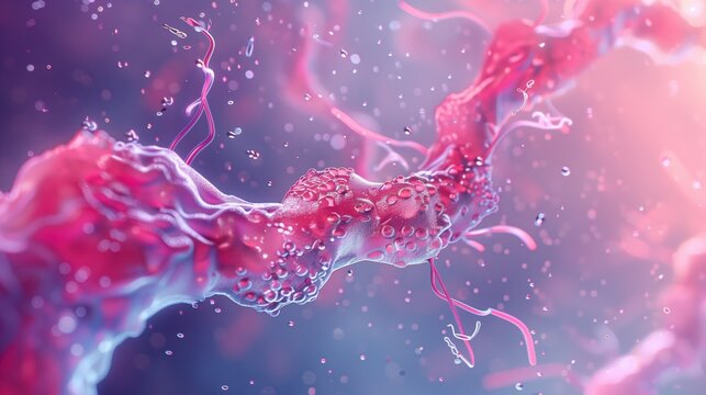 Spinal Muscular Atrophy Awareness Month.Ultra-realistic 3D medical illustration of neuromuscular junction, synaptic cleft detail, acetylcholine receptors, motor end plate structure