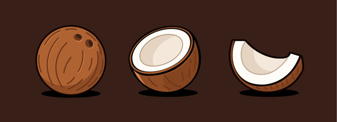 Coconut cartoon vector icon illustration. Coco nut fruit isolated cartoon palm summer tropical logo