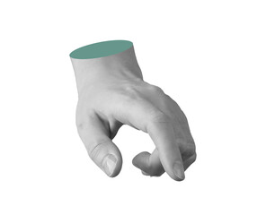 Finger pointing downward. Female hand outstretched, index tip extended, gesture for touchscreen
