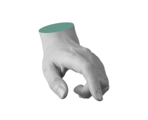 Finger pointing downward. Female hand outstretched, index tip extended, gesture for touchscreen