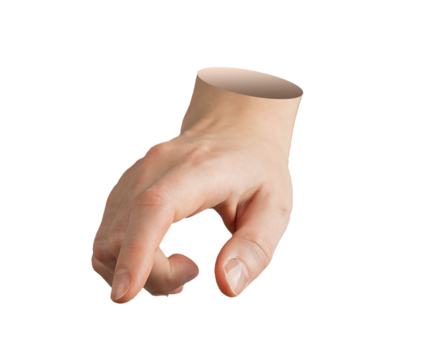 Finger pointing downward. Female hand in pose showing gesture, index extended, tap sign, choice,