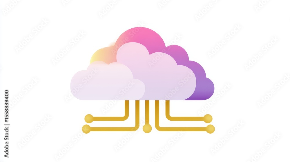 Poster dynamic cloud ecosystem visualization digital space infographic diagram tech environment aerial pers