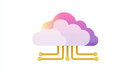 Dynamic cloud ecosystem visualization digital space infographic diagram tech environment aerial perspective cloud computing concept