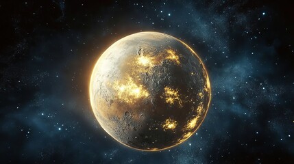 Obraz premium Exploration of an Alien World A New Planet with Glowing Structures and Rough Terrain in Space