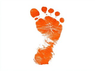Orange Footprint on White Background Captures Unique Detail