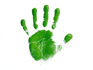 Solid Green Handprint Against a White Background for Creative Projects