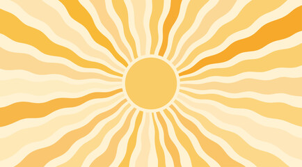 Sun burst pattern background ray sunshine. Retro summer sun wave vector geometric texture beam