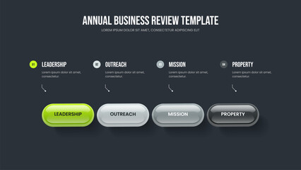 Digital Growth 4 Option Diagram Slide Layout. Enterprise Development Frame Design Vector Illustration. Product Campaign Four Element Infographic Presentation Template.