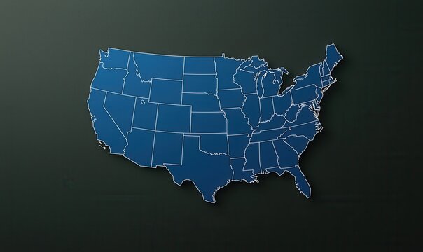United States map with state borders on dark background