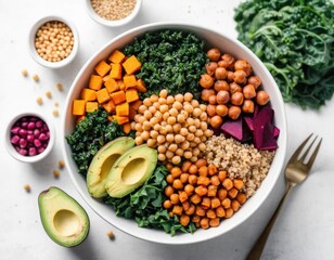 Fresh green beans and peas salad in a healthy vegetarian bowl