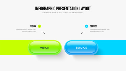 Enterprise Plan 2 Step Diagram Frame Template. Company Report Slide Design Vector Illustration. Product Forecast Two Element Infographic Slideshow Layout.