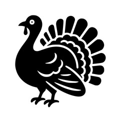 Minimalist Black SVG Silhouette of a Turkey Bird for Thanksgiving and Seasonal Design Use