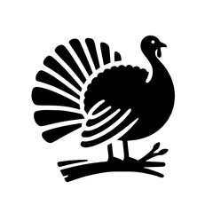 Minimalist Black SVG Silhouette of a Turkey Bird for Thanksgiving and Seasonal Design Use