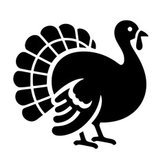 Minimalist Black SVG Silhouette of a Turkey Bird for Thanksgiving and Seasonal Design Use