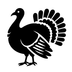 Minimalist Black SVG Silhouette of a Turkey Bird for Thanksgiving and Seasonal Design Use