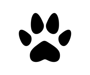 Pet paw silhouette. Dog or cat paw print icon vector design and illustration. 
