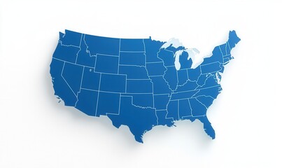 United states map with state borders in blue