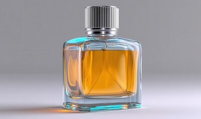 Modern perfume bottle on light gray background