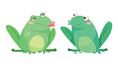 Adorable Cartoon Frogs Captured in Numerous Playful Poses and Delightful Settings