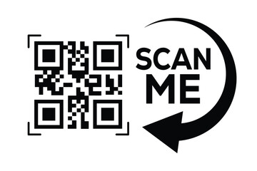 Scan QR code icon. Digital scanning qr code. QR code scan for smartphone. Scan Here text on top of the qr code
