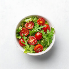 Nutritious Fresh Salad with Vegetables on White Surface