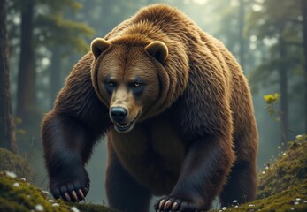 Obraz premium Brown Bear in Forest Setting