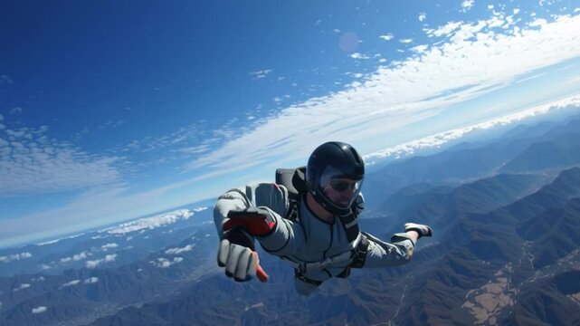 Skydiver Falls Through Air In Jumpsuit