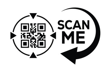 Scan QR code icon. Digital scanning qr code. QR code scan for smartphone. Scan Here text on top of the qr code