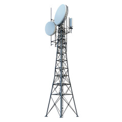 Communication Tower Transmission and Signal Radiowave Technology on transparent background