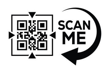 Scan QR code icon. Digital scanning qr code. QR code scan for smartphone. Scan Here text on top of the qr code