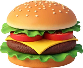 Clip Art Vector Style Burger multicolor 