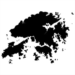 Hong Kong Map - black World Map International vector template with High detailed isolated on white background - Vector
