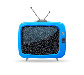 Retro television screen old blue tv icon. Vintage tv isolated vector cartoon icon