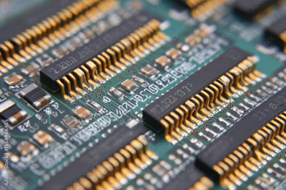 Poster detailed exploration of board-level ic pinout rows showcasing intricate design and connectivity