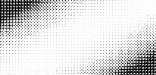 Diagonal black halftone dot gradient background retro comic pattern vintage abstract texture. Halftone pop art grainy.